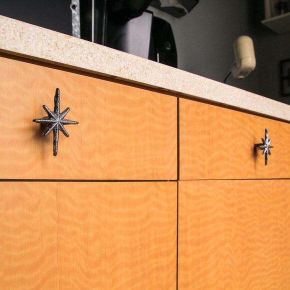 Set of 6 Antique Silver Finish Mid Century Modern Starburst Drawer Pulls Knobs - Picture 6 of 12